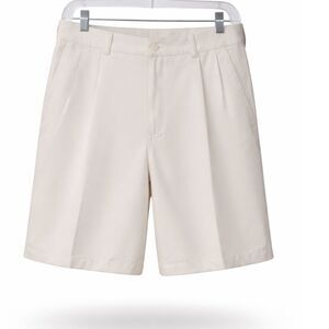 Men’s Roundtree Yorke Trademark Trim Sz 32 x 9 Khaki Shorts Microfiber Polyester